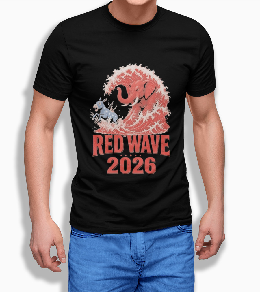 Red Wave 2026 Republican Elephant Vs Donkey Political T-Shirt