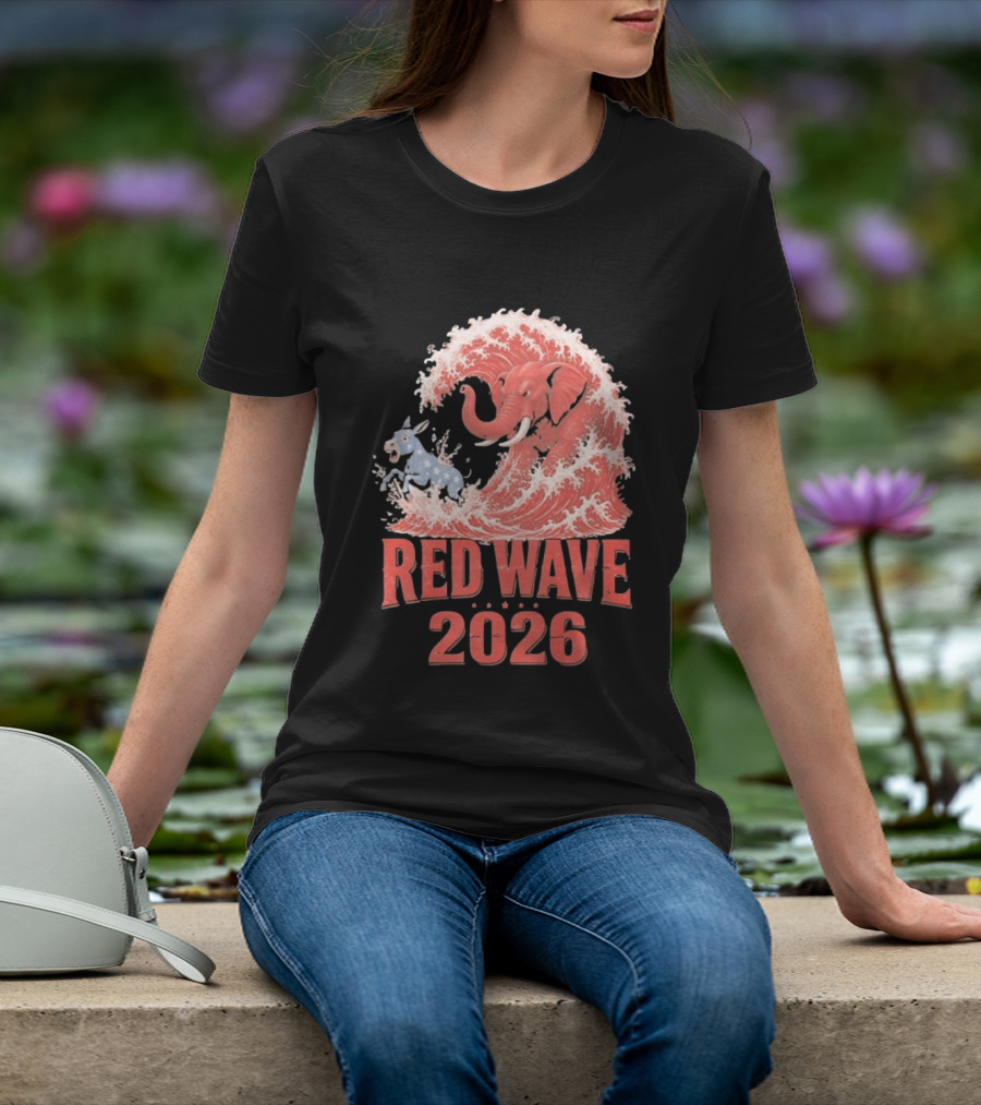 Red Wave 2026 Republican Elephant Vs Donkey Political T-Shirt