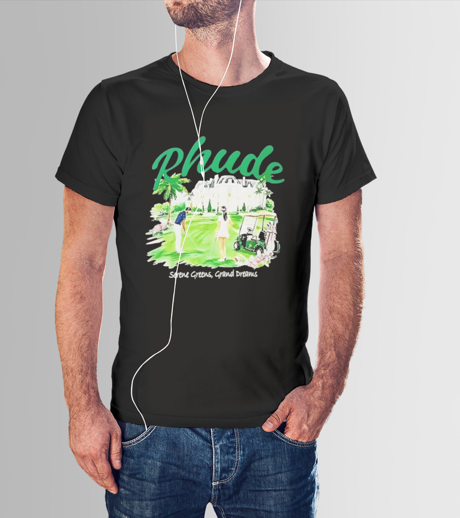 Rhude Serene Greens Grand Dreams Golf Scene Classic Polo Players And Golf Cart Mansion T-Shirt