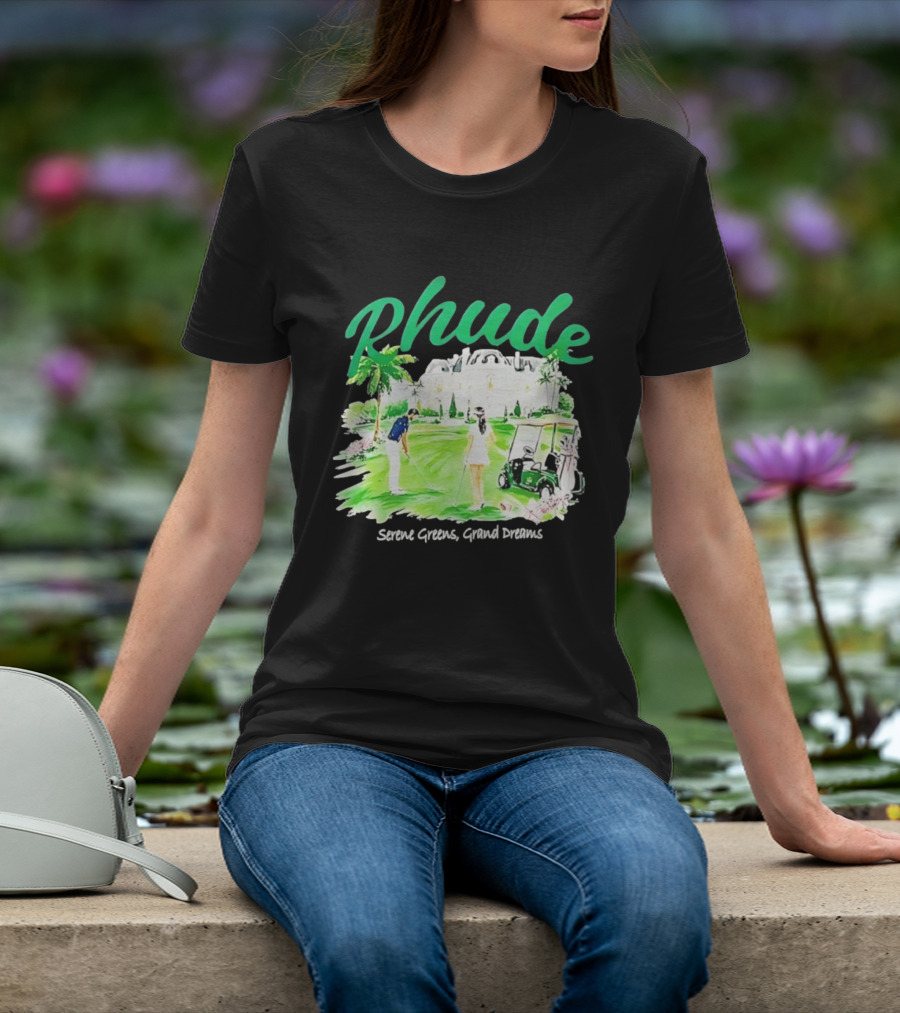 Rhude Serene Greens Grand Dreams Golf Scene Classic Polo Players And Golf Cart Mansion T-Shirt