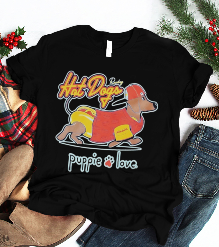 Rockin Hot Dogs Puppie Love Dachshund Dog Lover T-Shirt