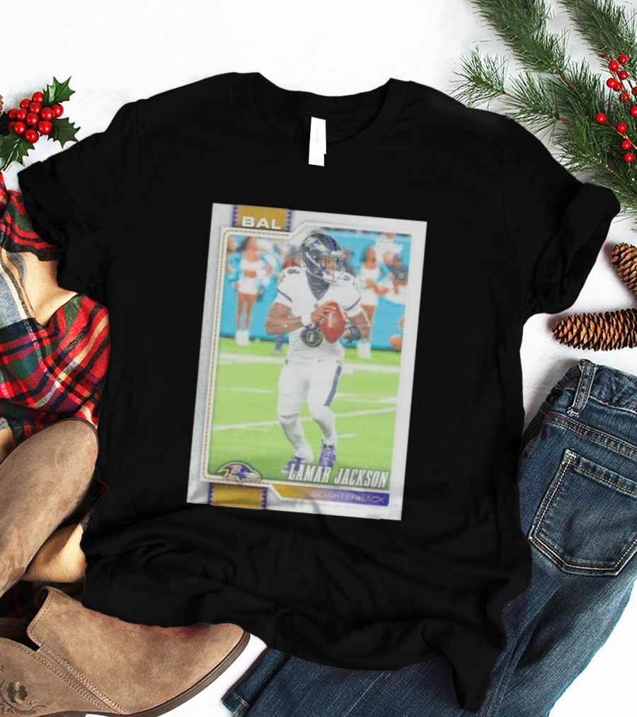 BAL Ravens Lamar Jackson No 8 Quarterback Football Card 2026 T-Shirt