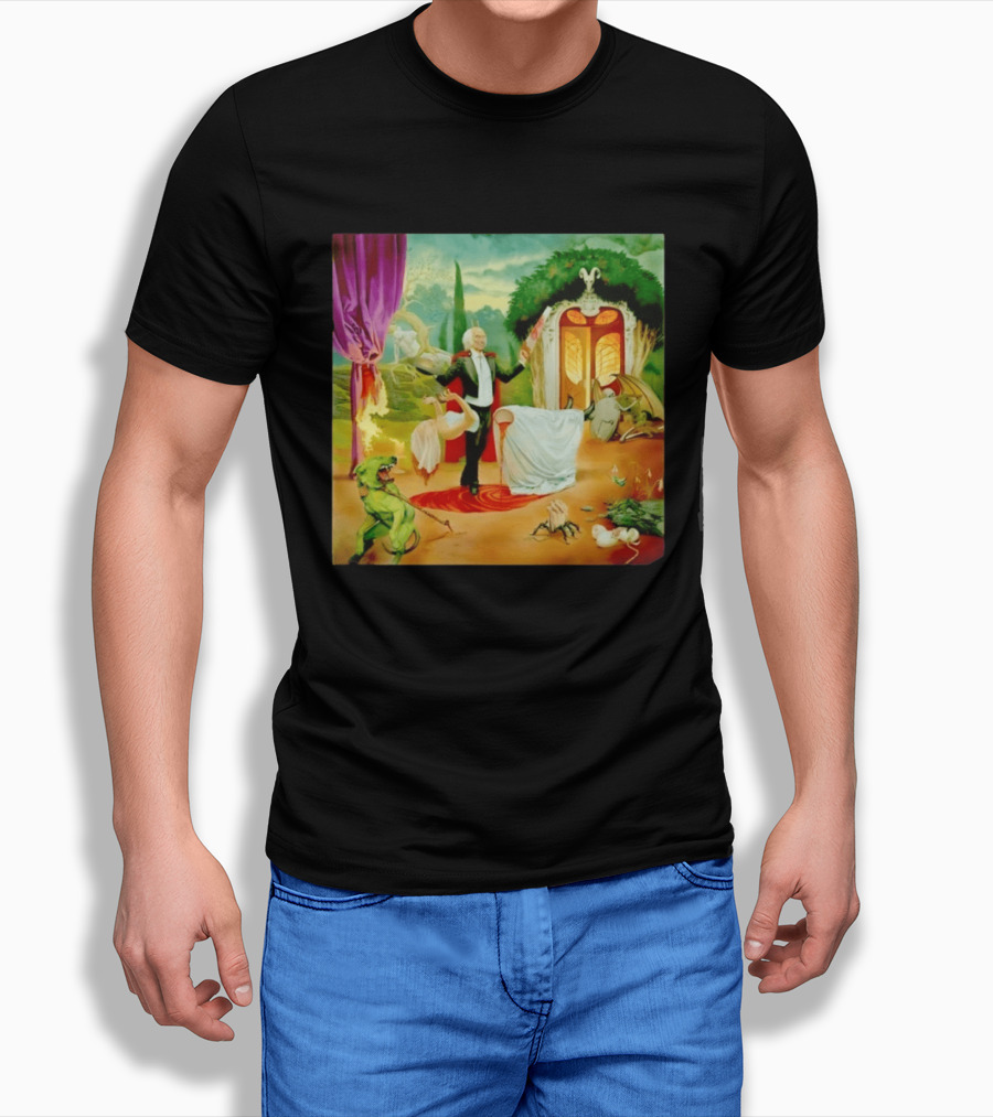 Surreal Magician Gothic Horror Sawing Woman In Half Fantasy Scene T-Shirt