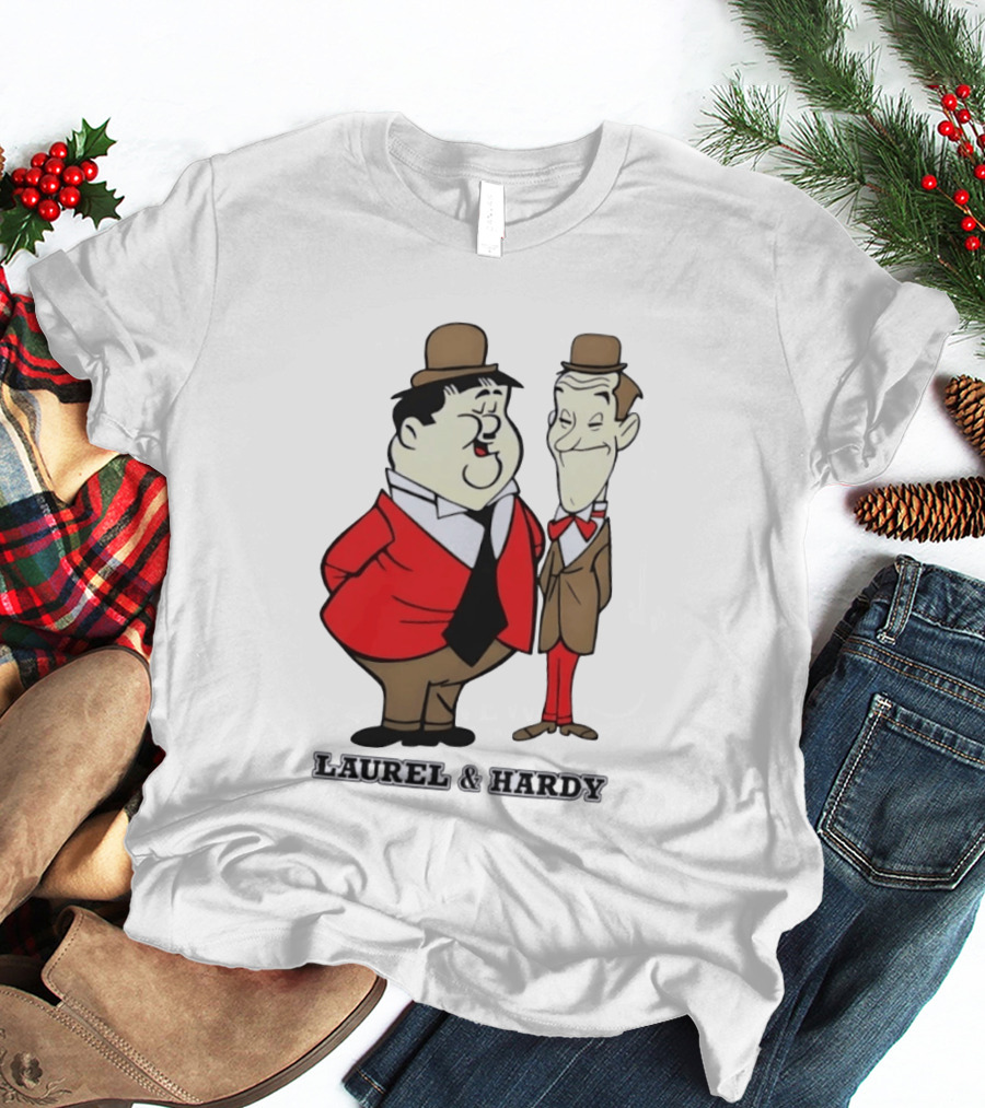 Laurel And Hardy Cartoon Style Classic Comedy T-Shirt
