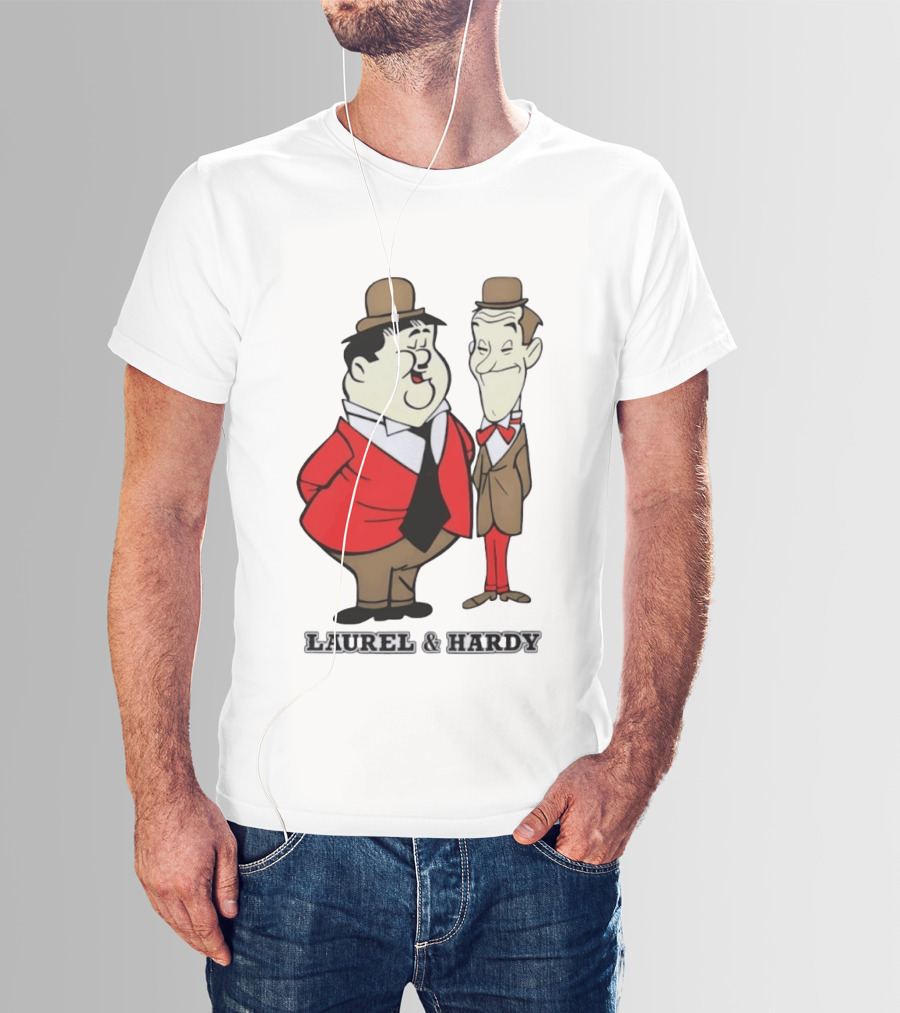 Laurel And Hardy Cartoon Style Classic Comedy T-Shirt