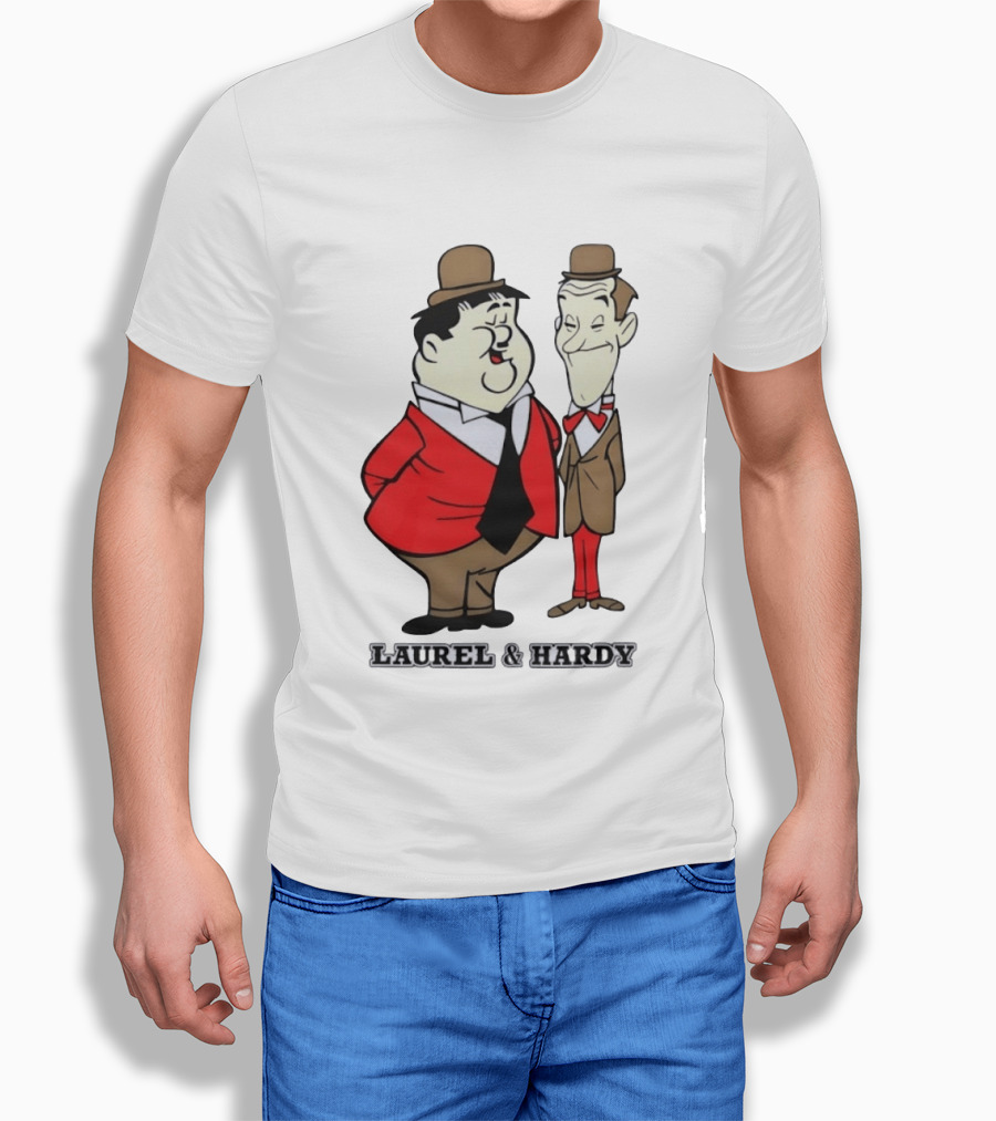 Laurel And Hardy Cartoon Style Classic Comedy T-Shirt