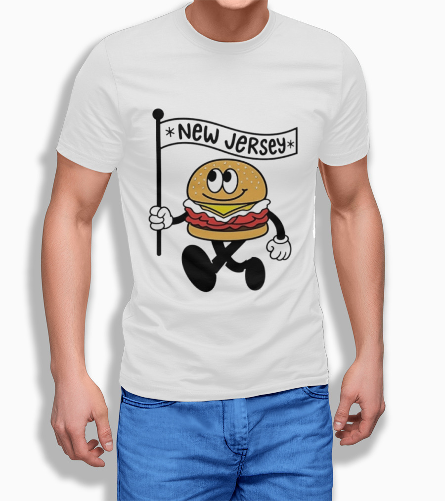 New Jersey Walking Burger Cartoon Food T-Shirt