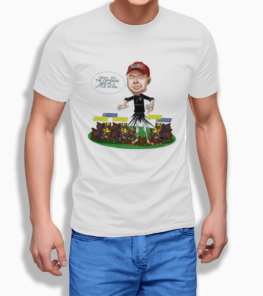 Oklahoma Football Coach Arbuckle Offense Skeleton Cartoon Needs A Little Work T-Shirt