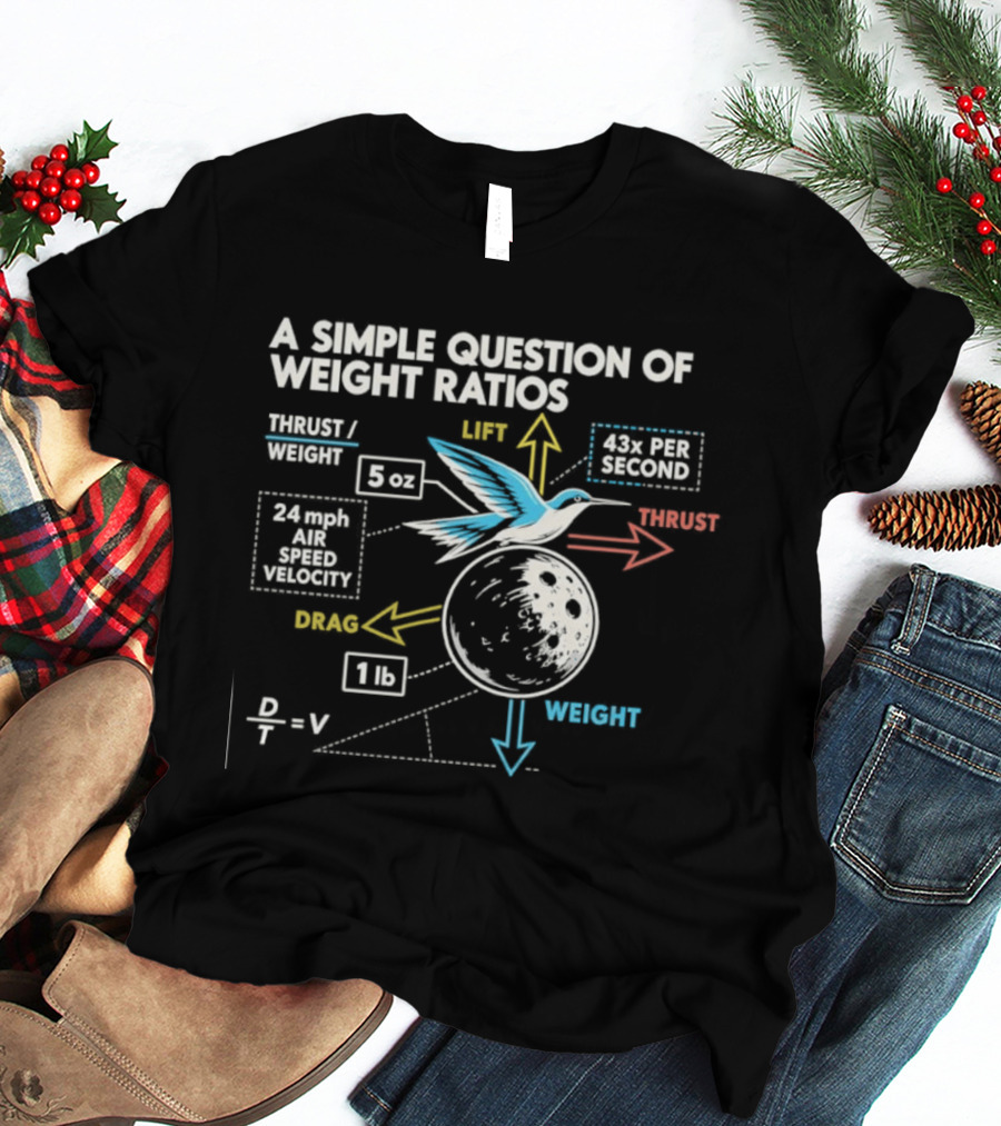 A Simple Question Of Weight Ratios Hummingbird Velocity 24 Mph Terminal Weight Ratio Formula Physics T-Shirt