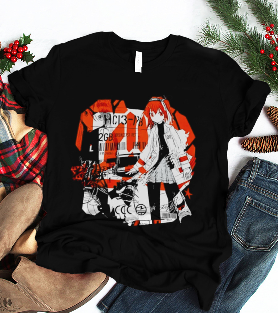 Anime Girl Broadcast Ret Cyberpunk Aesthetic Red Neon T-Shirt