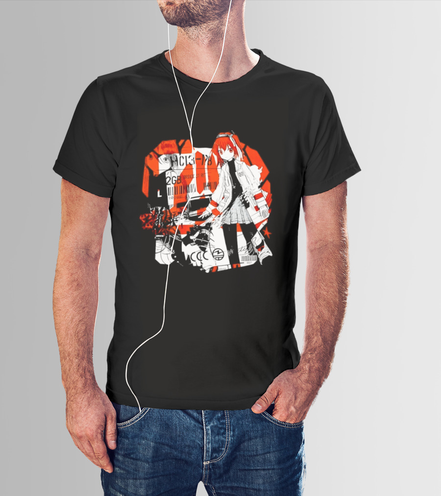 Anime Girl Broadcast Ret Cyberpunk Aesthetic Red Neon T-Shirt