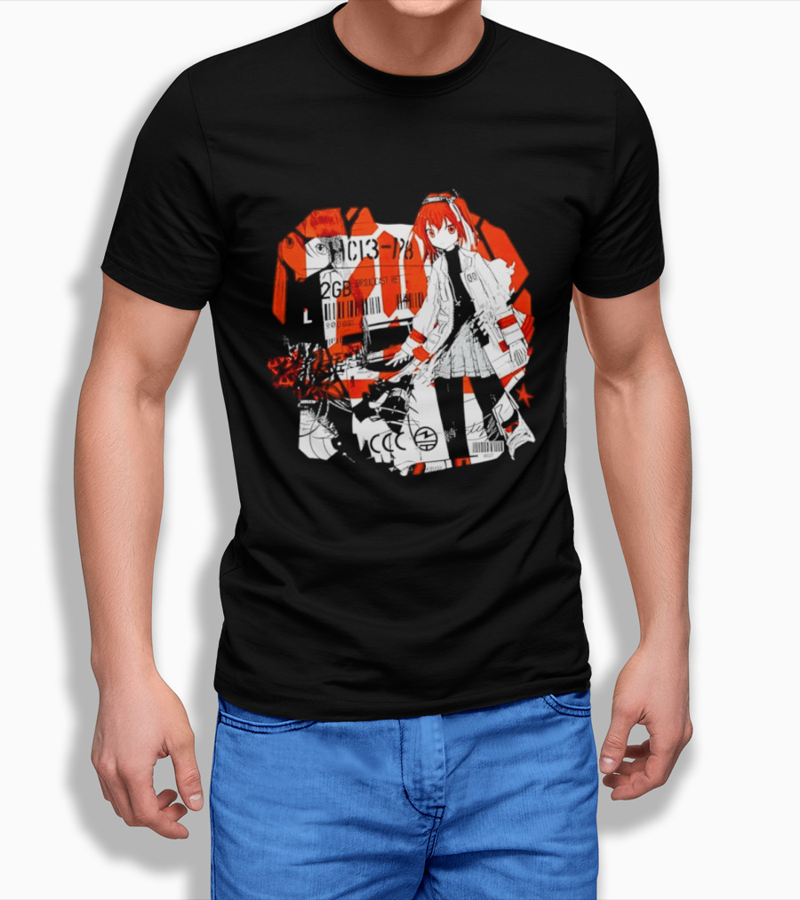 Anime Girl Broadcast Ret Cyberpunk Aesthetic Red Neon T-Shirt