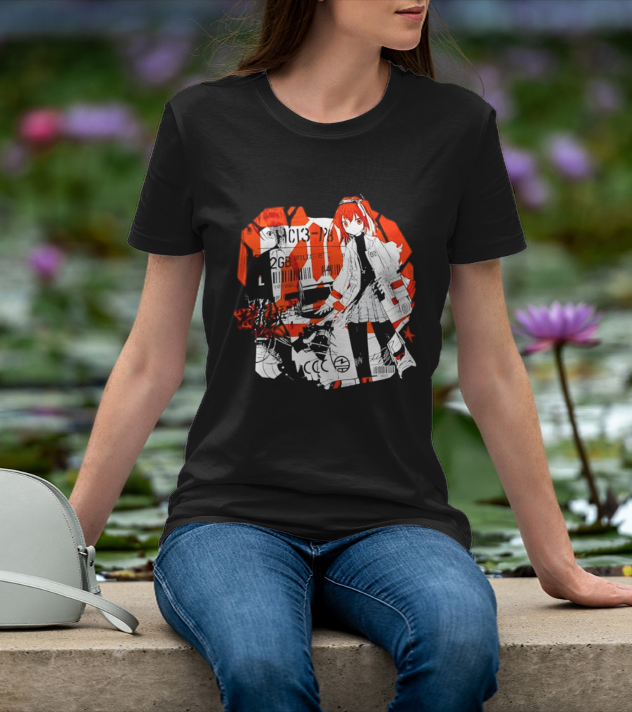 Anime Girl Broadcast Ret Cyberpunk Aesthetic Red Neon T-Shirt