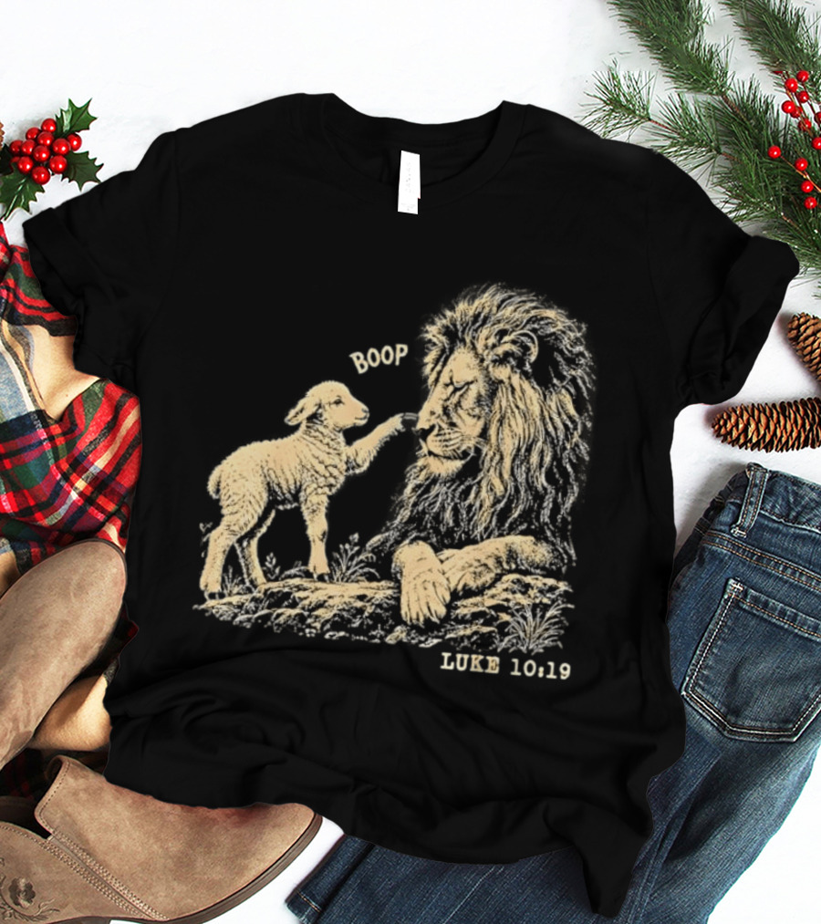 Boop Lion Lamb Luke 10 19 Bible Verse T-Shirt