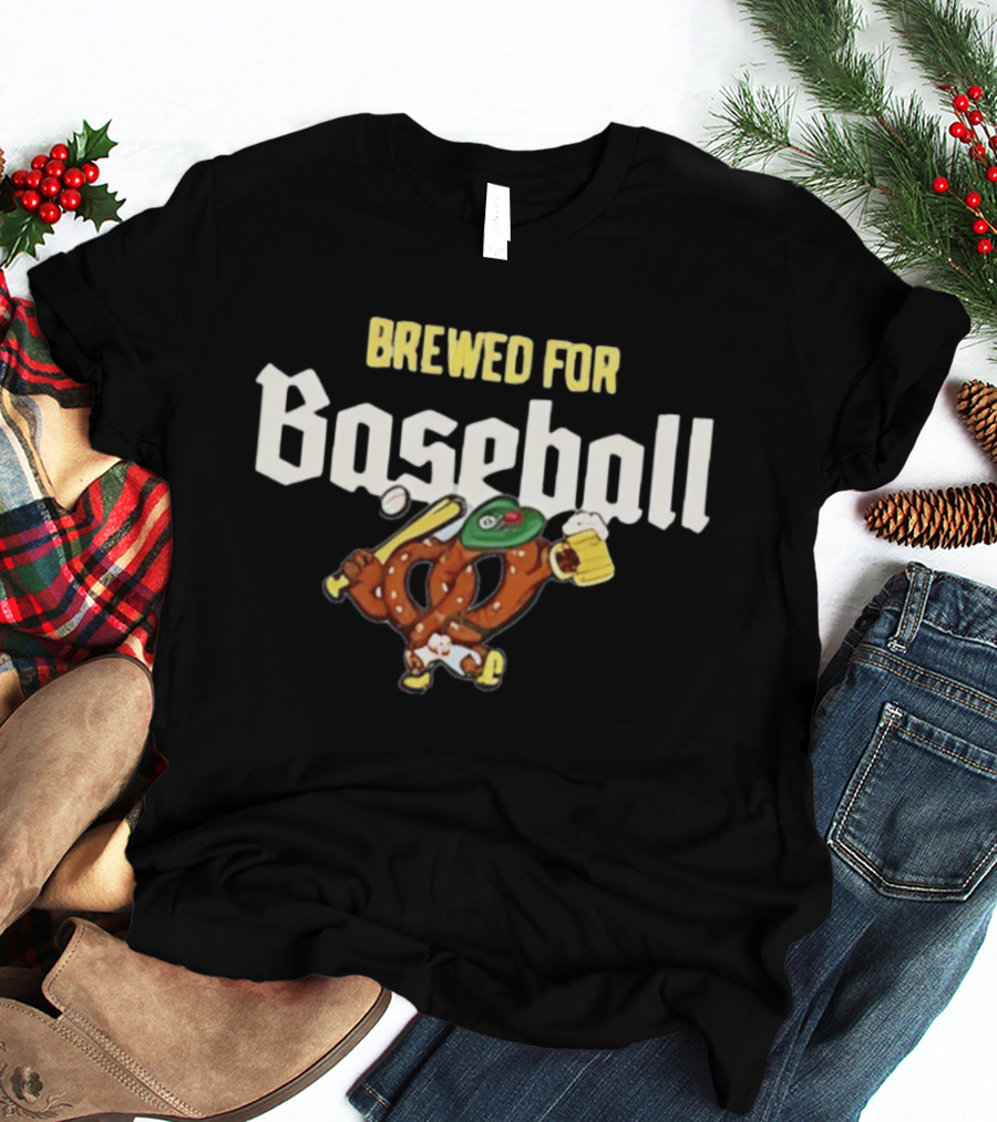 Brewed For Baseball Beer Pretzel And Bat Fun Sports Drink Combo T-Shirt
