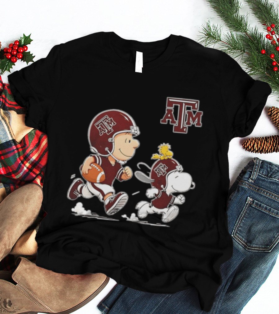 Charlie Brown Snoopy Woodstock Texas A&M Aggies Football 2026 T-Shirt