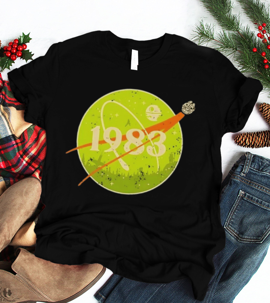1983 Star Wars Endor Mission Distressed NASA Style Spaceship Moon T-Shirt