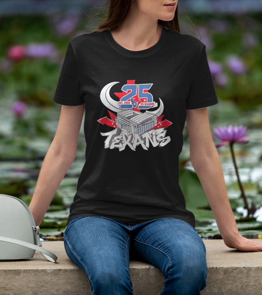 Houston Texans Est. 2002 25 Seasons NRG Stadium Anniversary T-Shirt