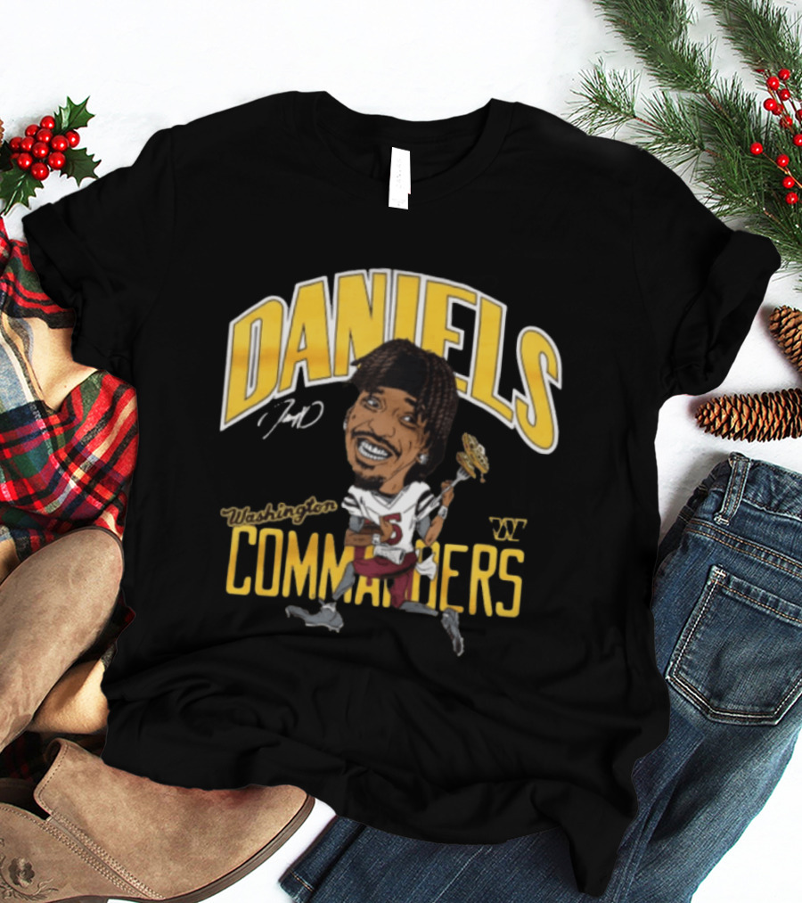 Daniels 7 Washington Commanders Caricature Player Holding Waffle Fork T-Shirt
