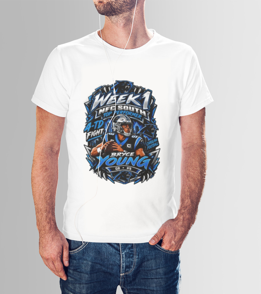 Week 1 NFC South Top Performer Bryce Young 4 TD Fight Carolina Football T-Shirt