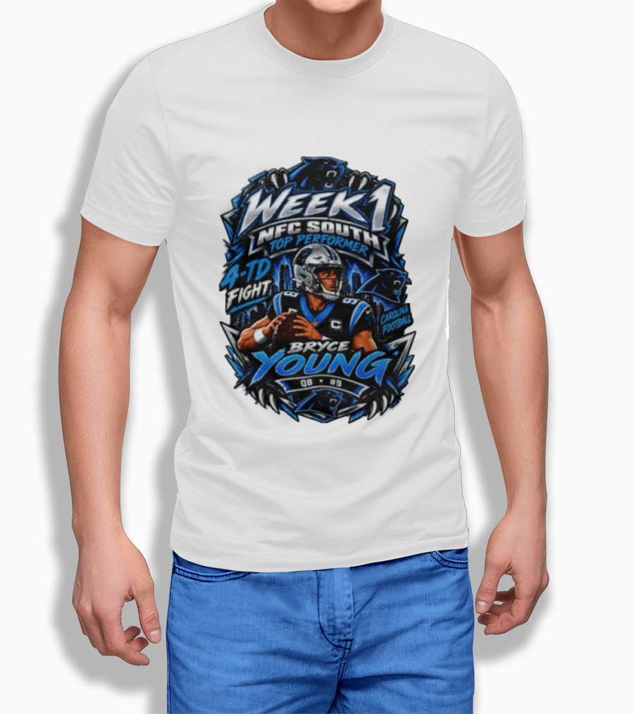 Week 1 NFC South Top Performer Bryce Young 4 TD Fight Carolina Football T-Shirt