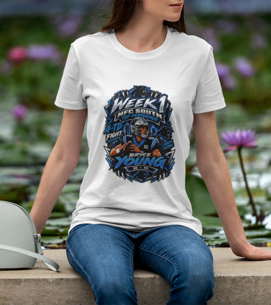 Week 1 NFC South Top Performer Bryce Young 4 TD Fight Carolina Football T-Shirt
