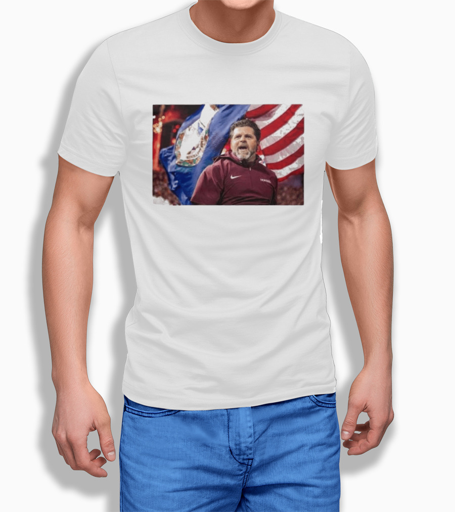 Virginia Tech Hokies Coach Brent Pry With Flags T-Shirt