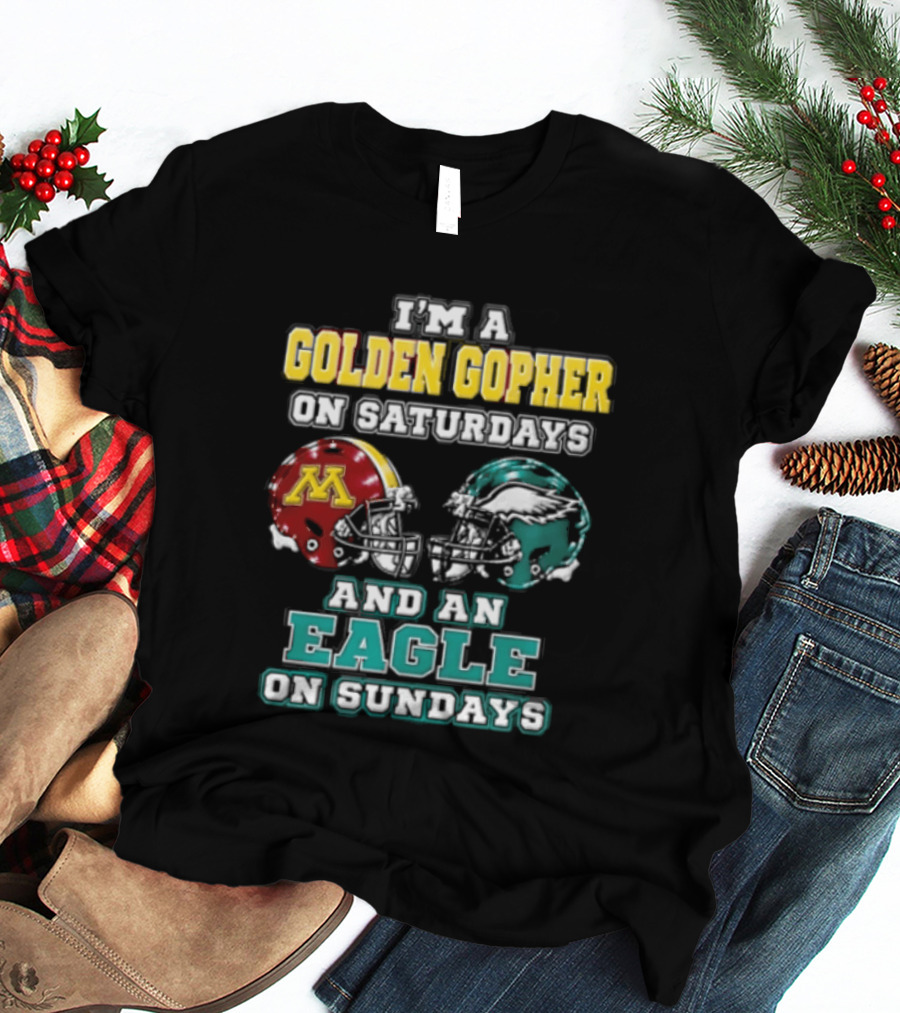 Golden Gopher On Saturdays Eagle On Sundays Helmets T-Shirt