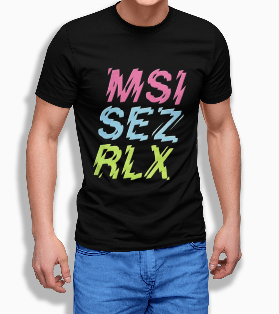 MSI SEZ RLX Glitch Neon Colors Pink Blue Yellow T-Shirt
