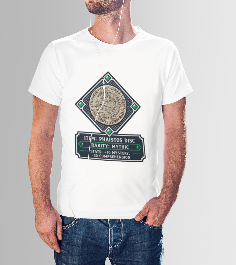 Item Phaistos Disc Rarity Mythic Stats +10 Mystery 50 Comprehension T-Shirt