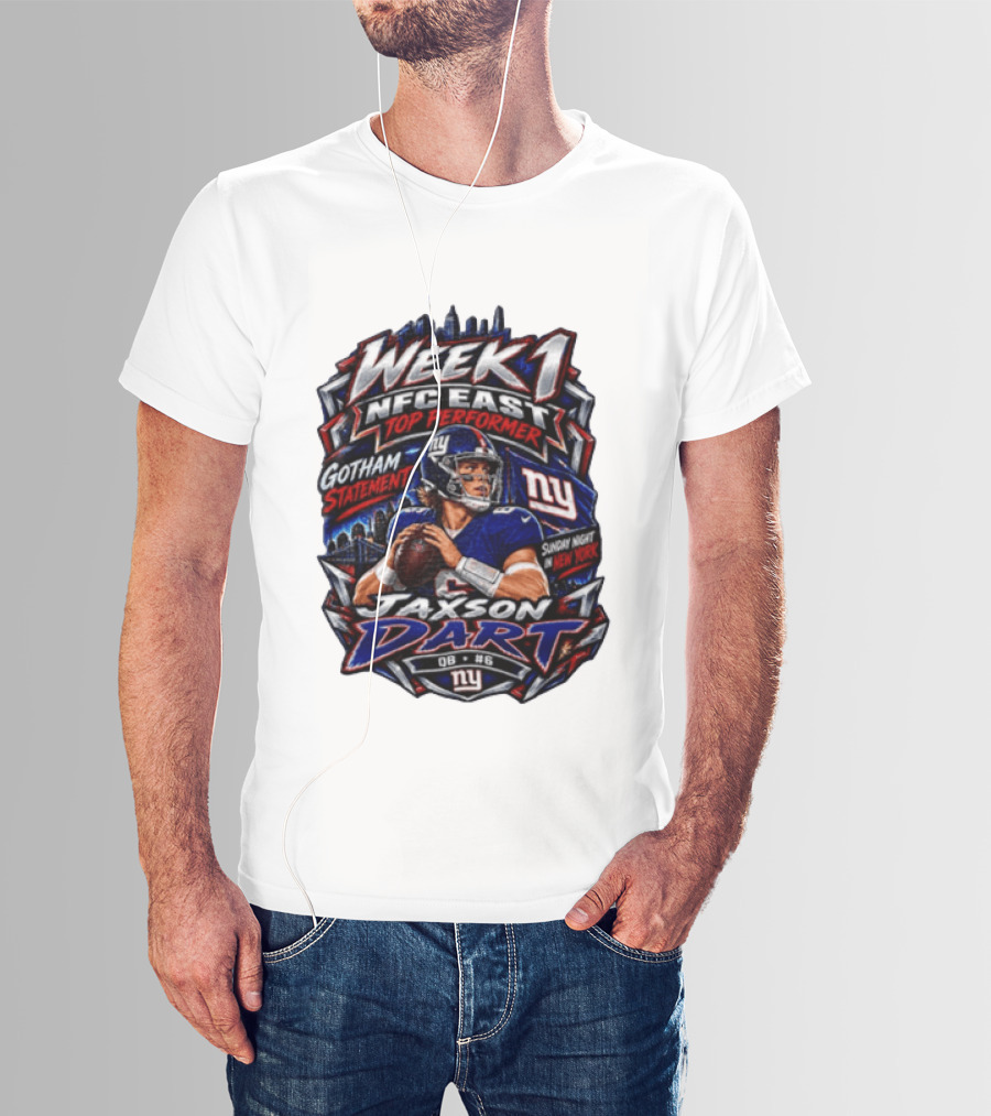 Week 1 NFC East Top Performer Jaxson Dart Gotham Statement Sunday Night New York T-Shirt