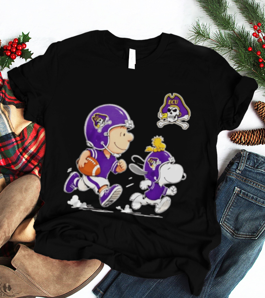 Charlie Brown Snoopy Woodstock East Carolina Pirates Football 2026 T-Shirt