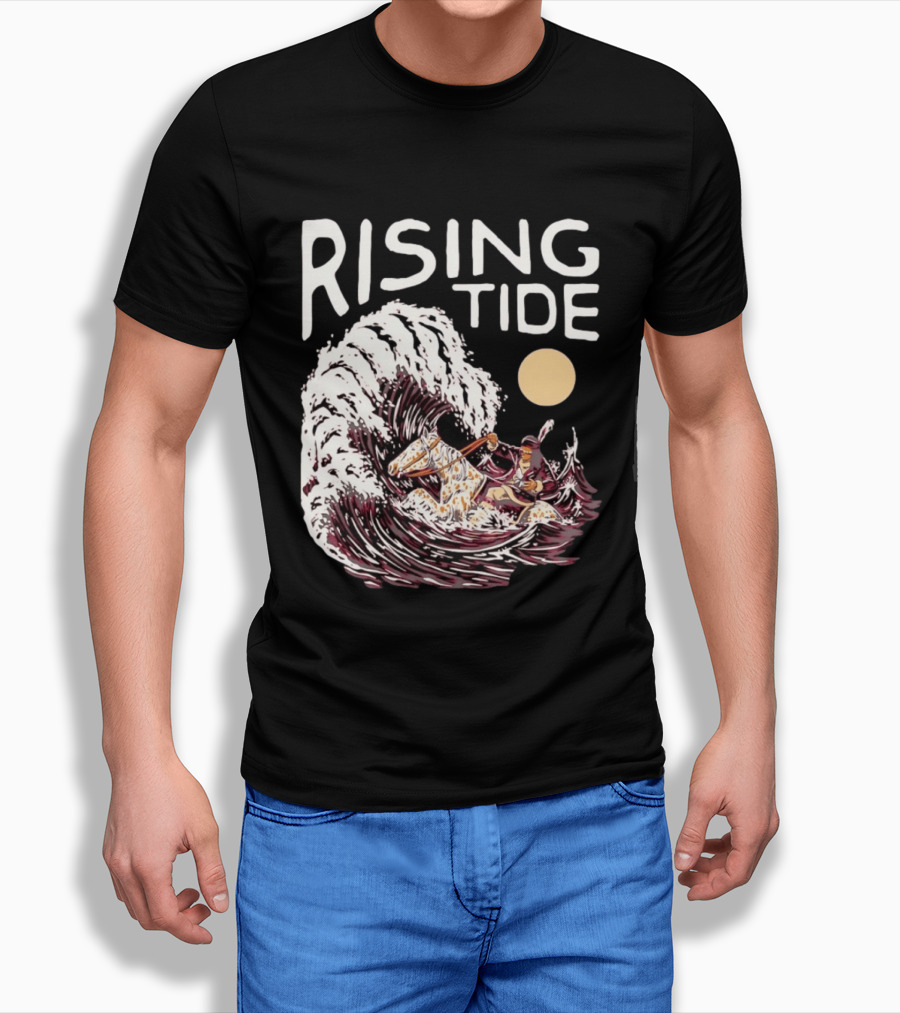 Rising Tide Surfing Horse Wave Native American Old Row T-Shirt