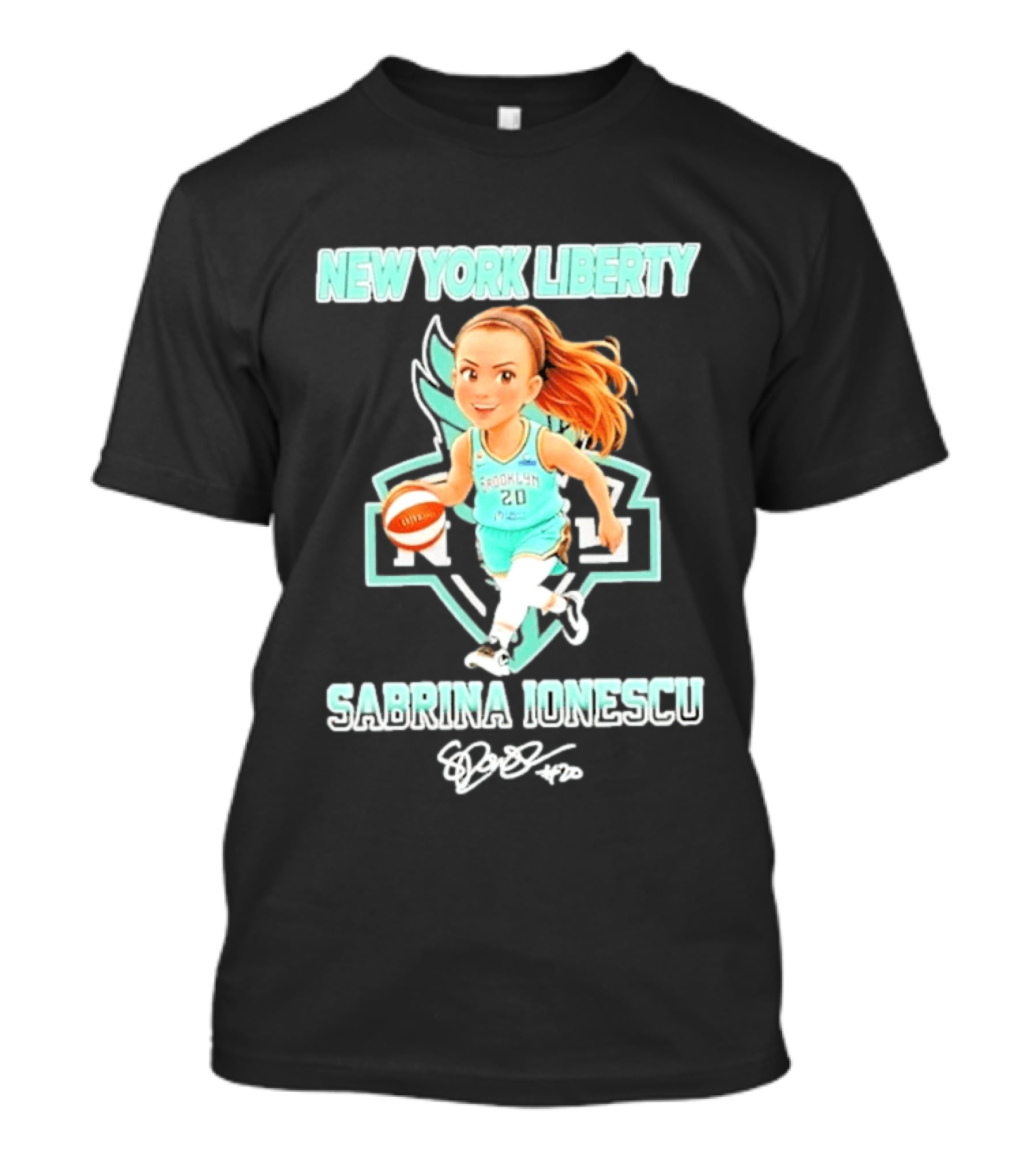 Sabrina Ionescu New York Liberty Basketball Cartoon Brooklyn 20 T-Shirt