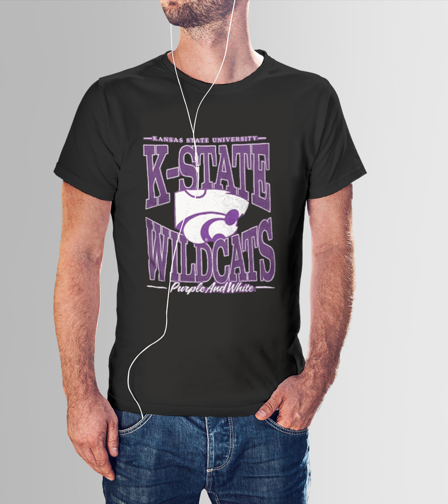 Kansas State University K State Wildcats Purple And White T-Shirt