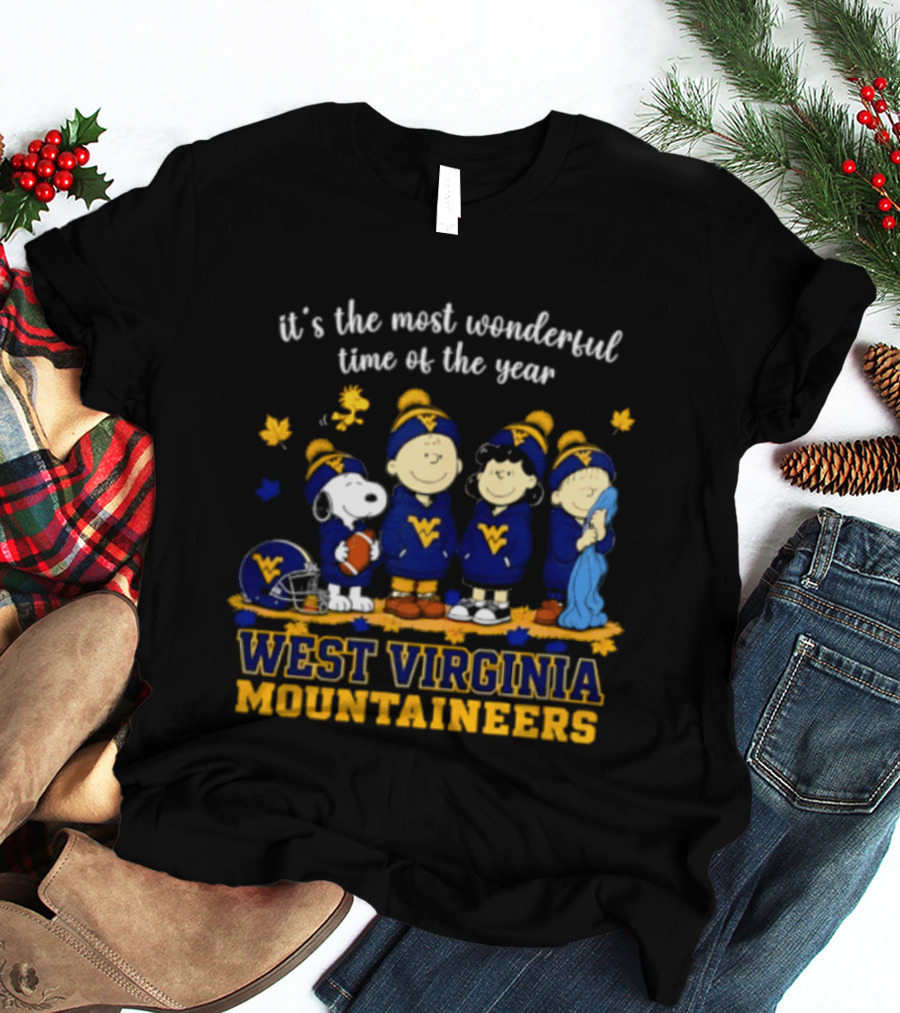 It's The Most Wonderful Time Of The Year Snoopy And Friends West Virginia Mountaineers T-Shirt