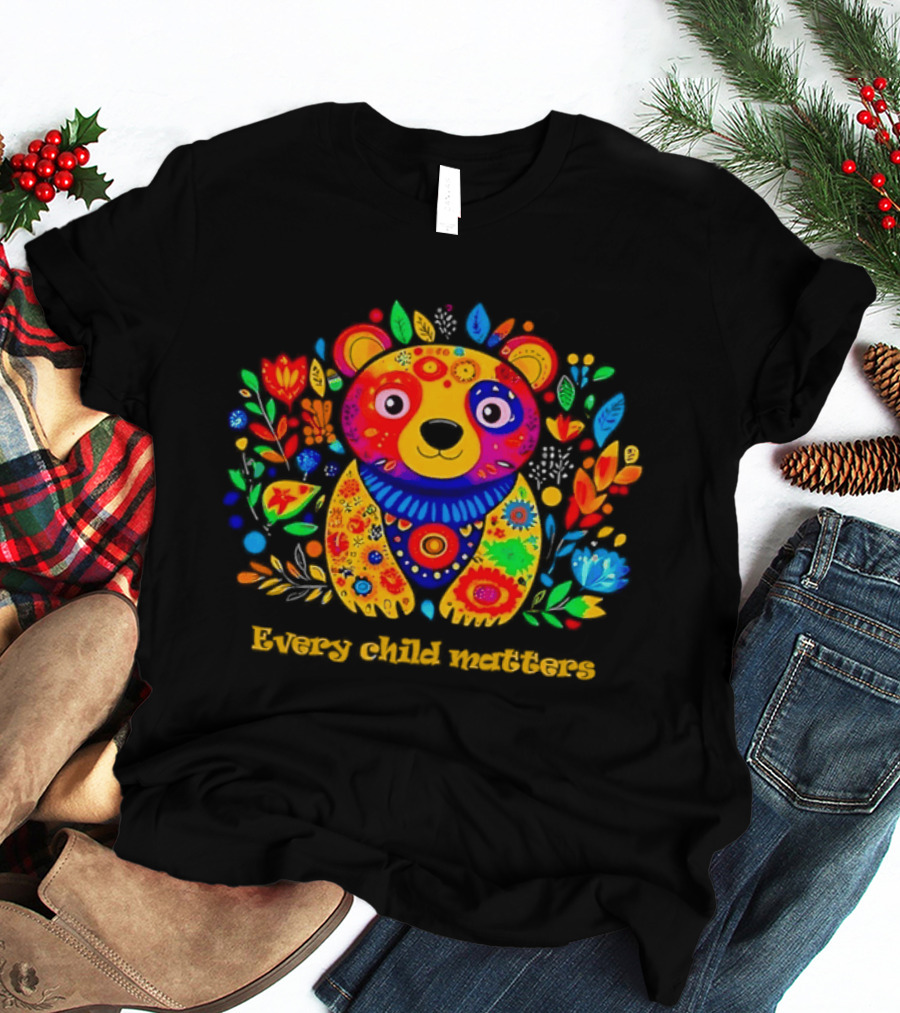 Every Child Matters Colorful Floral Bear T-Shirt