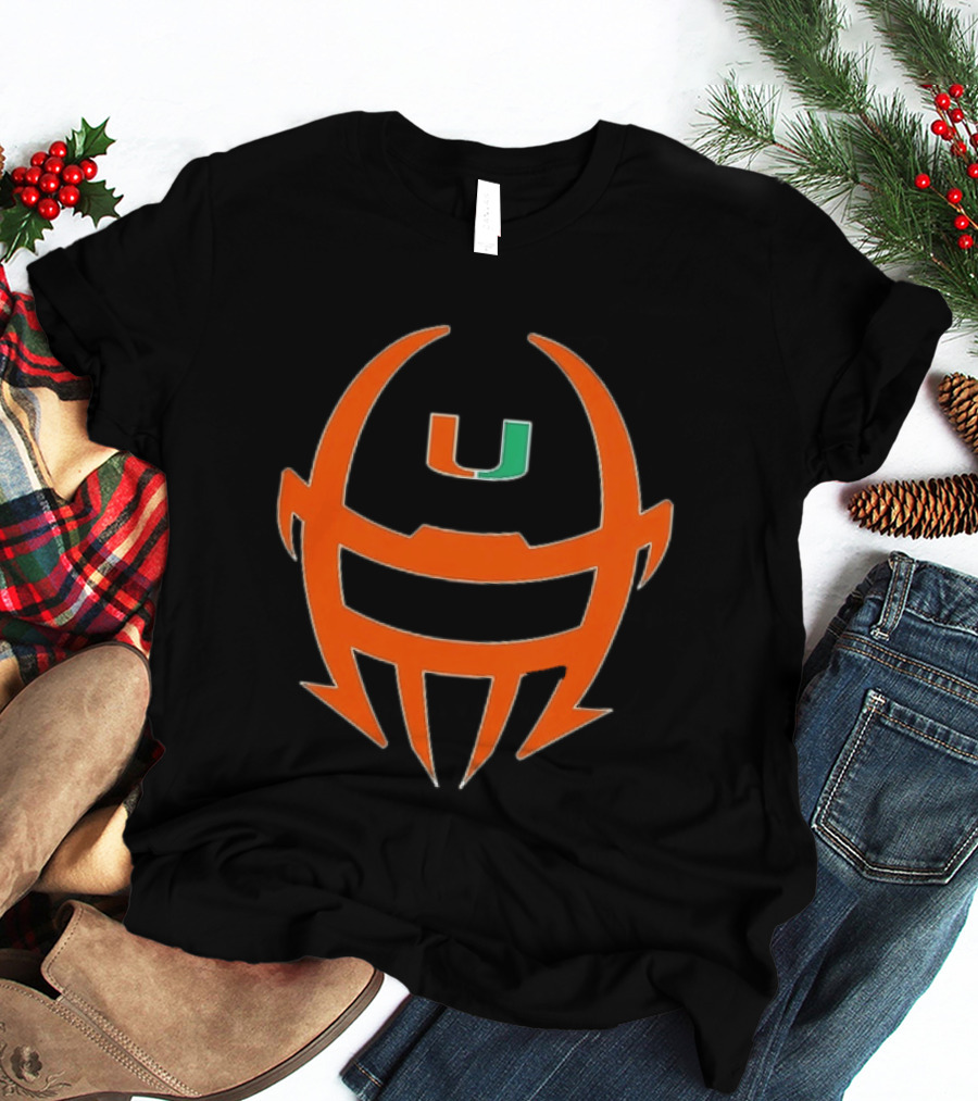 Miami Hurricanes Football Helmet Shape NCAA U T-Shirt