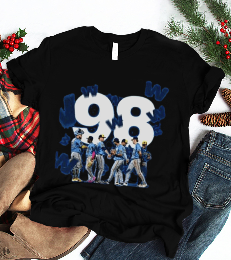 Milwaukee Brewers 98 Wins Franchise Record Baseball Team Celebration Blue T-Shirt
