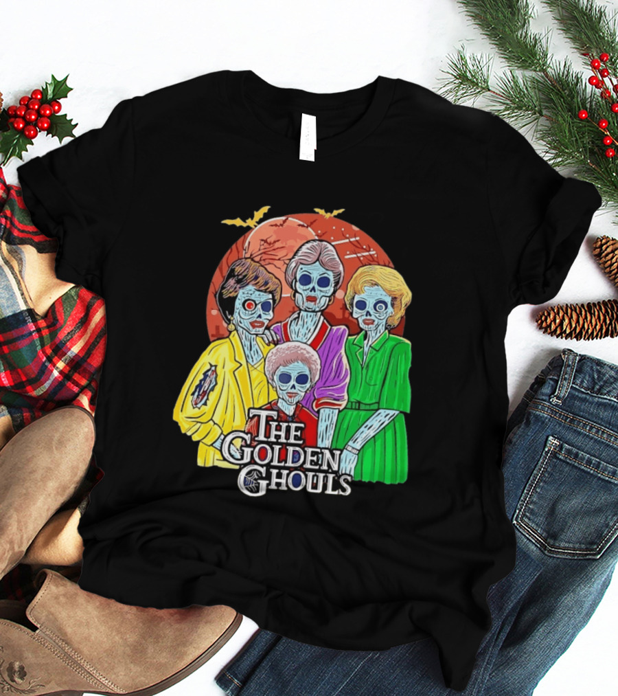Halloween Zombie The Golden Ghouls Bat Moon T-Shirt