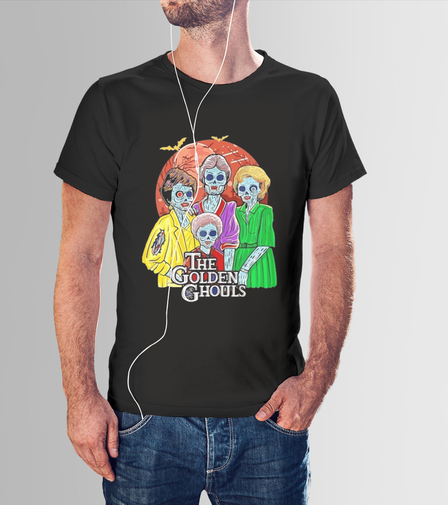 Halloween Zombie The Golden Ghouls Bat Moon T-Shirt