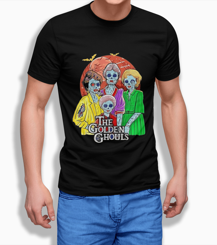 Halloween Zombie The Golden Ghouls Bat Moon T-Shirt