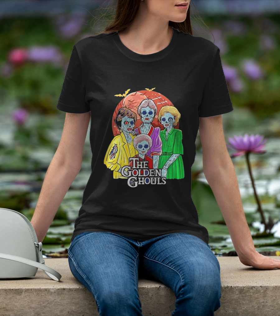 Halloween Zombie The Golden Ghouls Bat Moon T-Shirt