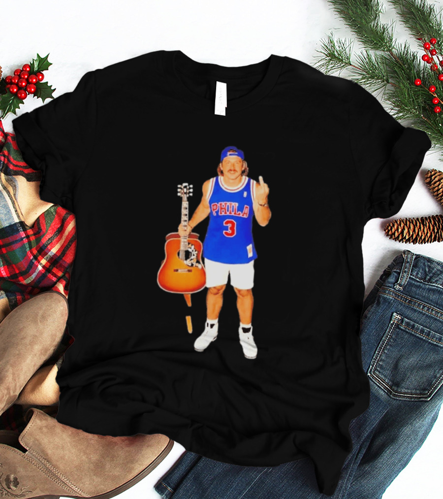 Morgan Wallen Phila 3 Jersey Middle Finger Gesture With Guitar T-Shirt