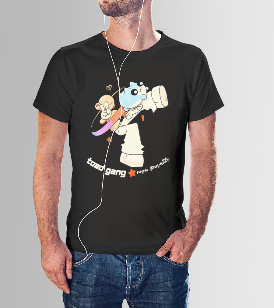 Toad Gang By Nova Nova100x Cartoon Character Peace Sign Colorful T-Shirt