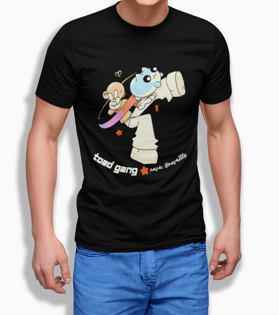 Toad Gang By Nova Nova100x Cartoon Character Peace Sign Colorful T-Shirt
