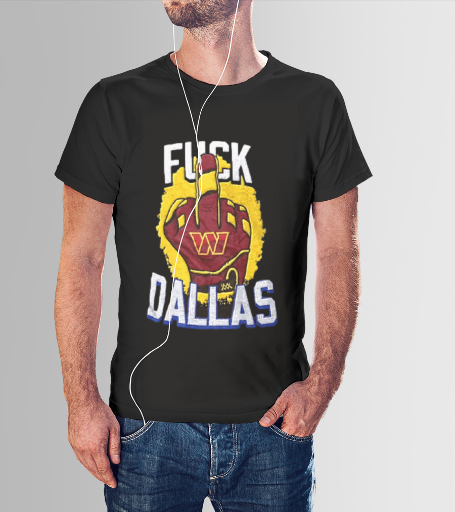 Raise Hail F*** Dallas Middle Finger Glove Red Yellow White Blue T-Shirt