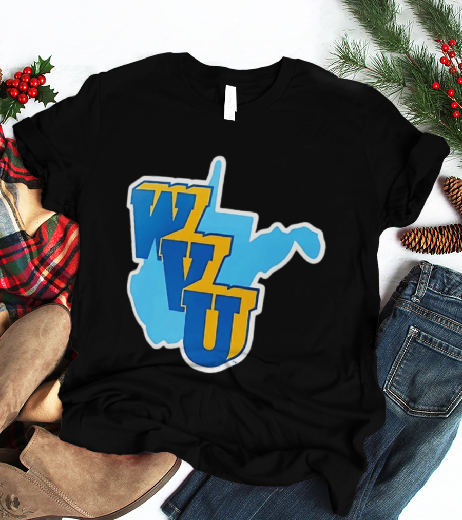West Virginia Mountaineers WVU State Map T-Shirt