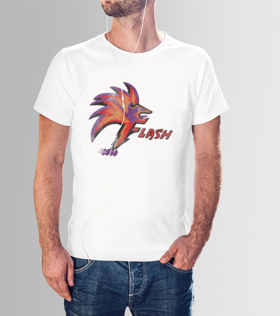 1993 Las Vegas Flash Purple And Orange Retro Wolf T-Shirt