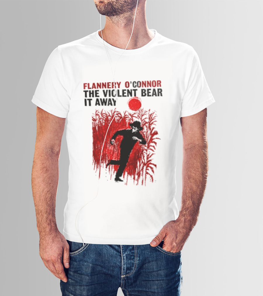 Flannery O'Connor The Violent Bear It Away Red Silhouette In Cornfield T-Shirt